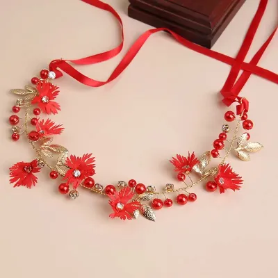 Artificial Red Bokul Design Headband 